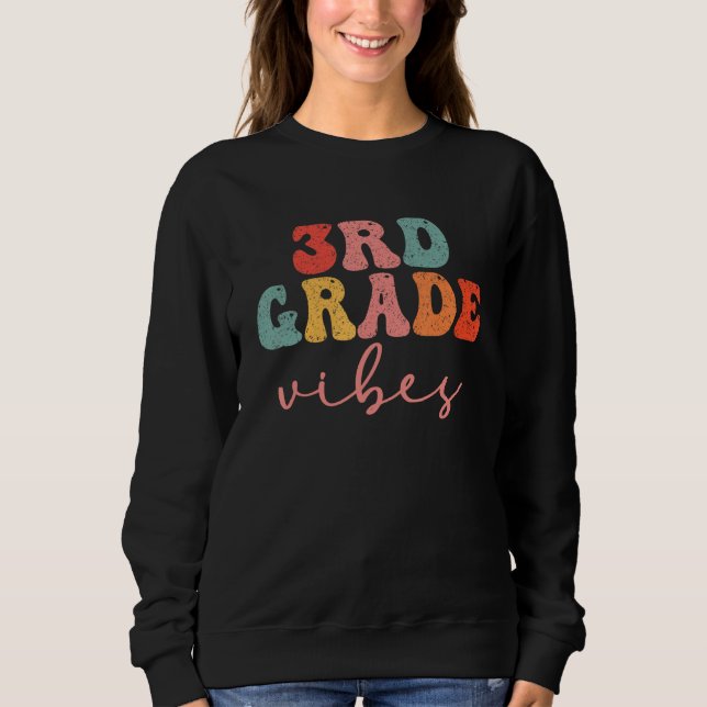 Camiseta 3rd Grade Vibes Retro First Day Of School Groovy M (Frente)