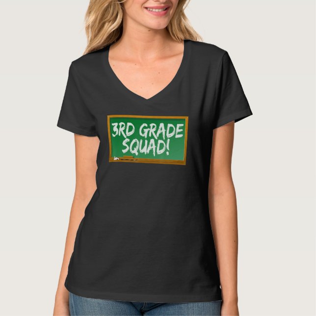Camiseta 3rd Third Grade Squad Chalk Board (Frente)