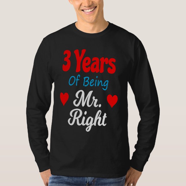 Camiseta 3rd Wedding Anniversary for Men Him Mr Right Husba (Frente)