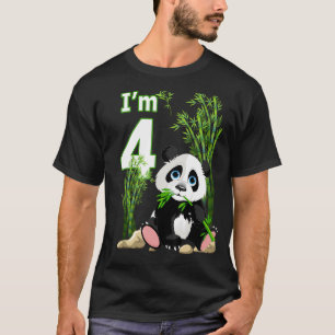 Camiseta 4º aniversário 4 anos Festa de Festa Animal Panda