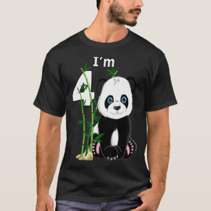Camiseta 4º aniversário 4 anos Festa de Festa Animal Panda