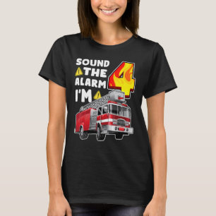 Camiseta 4º Aniversário Bombeiros Garotos Bombeiros Criança
