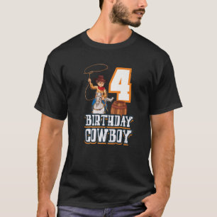 Camiseta 4º Aniversário, Cowboy Cavalo Cavalo Andando Rod