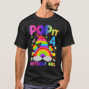 Camiseta 4º Aniversário Fidget Toy Pop It Birthday Girl 4 Y