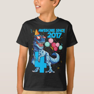 Camiseta 4º aniversário incrível desde 2017 Dinossauro