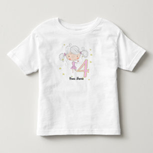 Camiseta 4º aniversário Princesa rosa