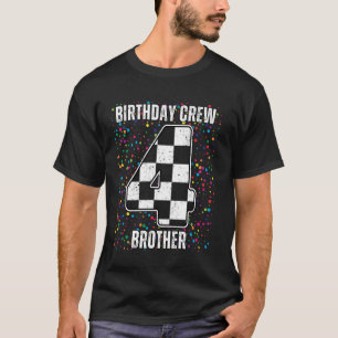 Camiseta 4º Aniversário Race Car Flag Brother Race Car