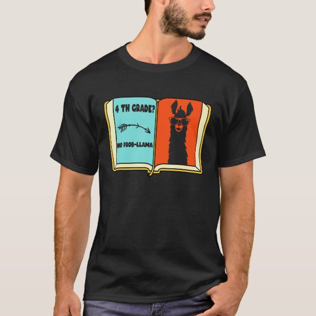 Camiseta 4º ano sem problema Llama primeiro dia de aula s (Frente)