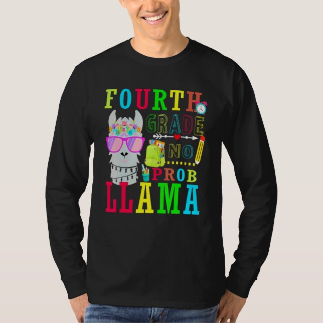 Camiseta 4º ano sem problema Llama volta às aulas para prof (Frente)