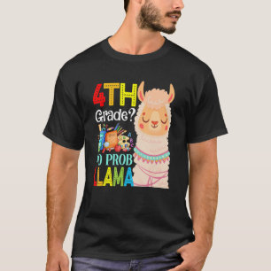 Camiseta 4º ano sem problema Llama volta às aulas primeiro 