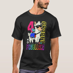 Camiseta 4º ano sem problema Llama volta às aulas primeiro 