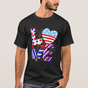 Camiseta 4º De Julho Ama Homens Patrióticos De Bandeira Ame
