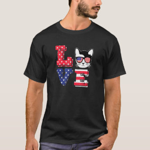 Camiseta 4º De Julho Amor Cat Patriótica Americana Cat Cat