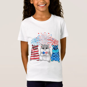 Camiseta 4º De Julho Bandeira Americana Happy Guiné Pig
