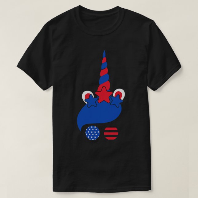 Camiseta 4º De Julho Bandeira Da Unicórnio Americana (Frente do Design)