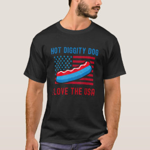 Camiseta 4º De Julho Cachorro Quente Eu Amo Os Eua Fazendo