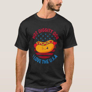 Camiseta 4º De Julho Cachorro Quente Eu Amo Os Eua Fazendo 