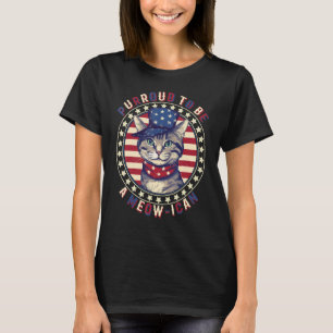 Camiseta 4º de julho Cat Purrourouroud é um mequino america