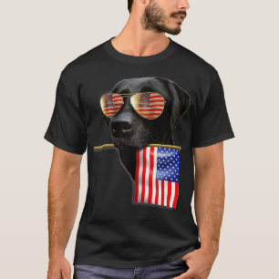 Camiseta 4º de julho Festa de Bandeira Americana Labrador C