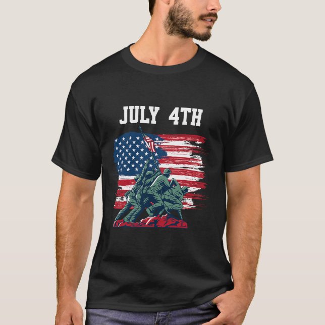 Camiseta 4º De Julho Homens Dos Eua Independência Dos Bande (Frente)
