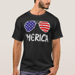 Camiseta 4º de julho MERICA Todos os óculos América Bandeir