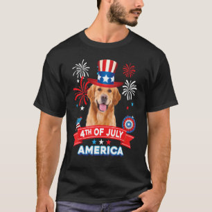 Camiseta 4º De Julho Ouro Patriótico Indígena De Cachorro D