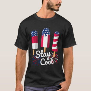 Camiseta 4º De Julho Pop De Gelo Vermelho Branco Azul Bande