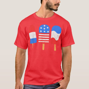 Camiseta 4º De Julho Pop De Gelo Vermelho Branco Azul Bande