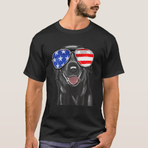 Camiseta 4º DE JULY Funny Black Lab Dog AMERICAN Flag Sung