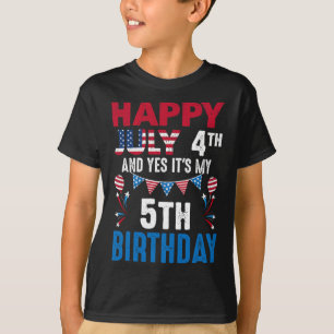 Camiseta 4º e Sim É o meu 5 Aniversário Americano Patrioti