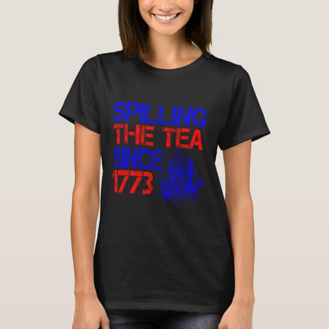 Camiseta 4º Espelhamento Do Chá Desde 1773 Quarto De Julho (Frente)