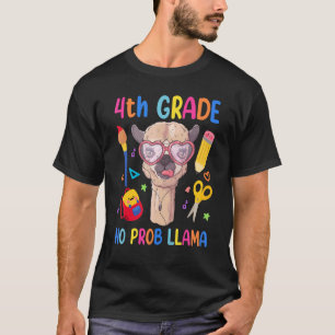 Camiseta 4º Grau Llama Sem Problema Criança Primeiro Dia do