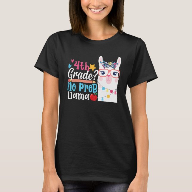 Camiseta 4º Grau Prob Llama Primeiro Dia de Professores Esc (Frente)