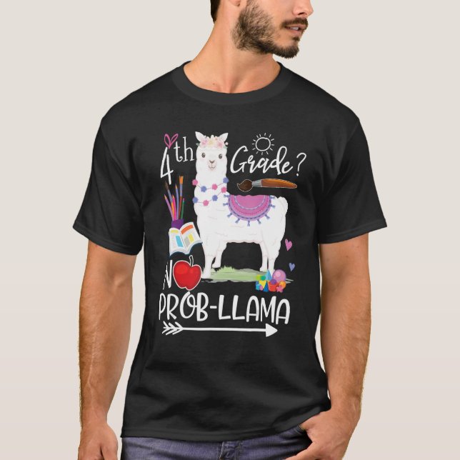 Camiseta 4º Grau Prob Llama Primeiro Dia de Professores Esc (Frente)
