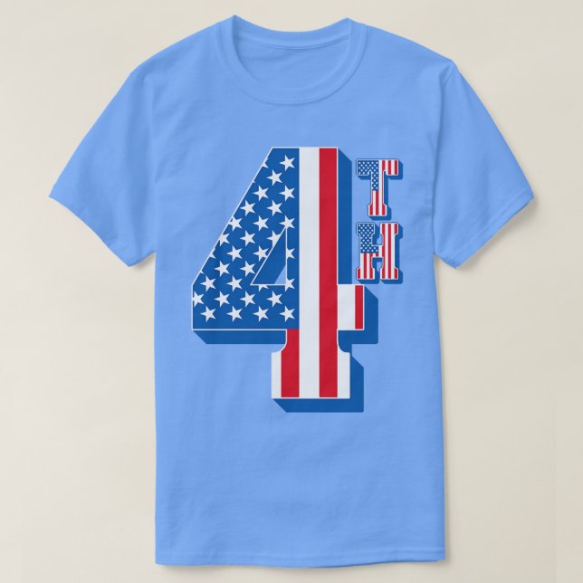 Camiseta 4º Texto do Sinalizador Americano (Frente do Design)