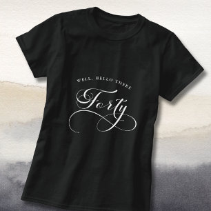 Camiseta 40º Aniversário Caligrafia Giratória Mulheres Negr