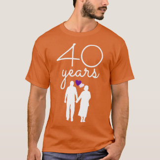 Camiseta 40º aniversário de casamento com 40 anos de amor