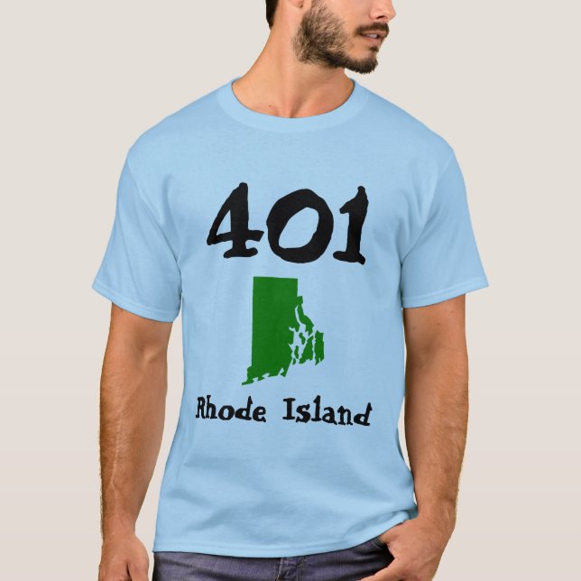 Camiseta 401, Código de Área do Estado do RI Oceano Rhode I (Frente)
