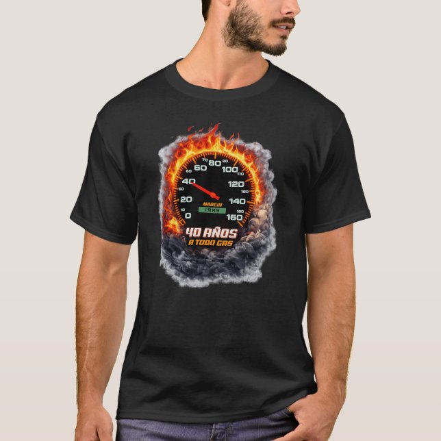 Camiseta 40 Anos Acelerador Total Nascido em 1985 Velocímet (Frente)