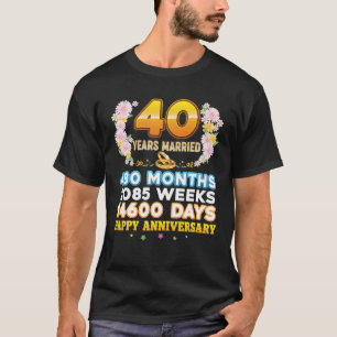Camiseta 40 Anos De Casamento Feliz 40º Aniversário De Ca