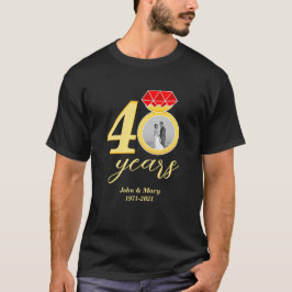 Camiseta 40 anos Foto de casamento de 40 anos