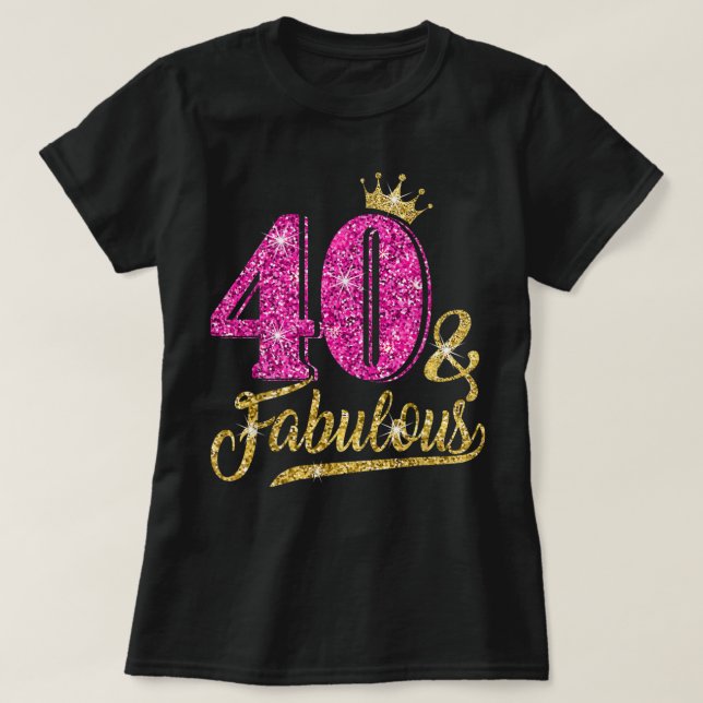 Camiseta 40 anos, presente 40 e aniversário de 40 anos rosa (Frente do Design)