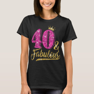 Camiseta 40 anos, presente 40 e aniversário de 40 anos rosa