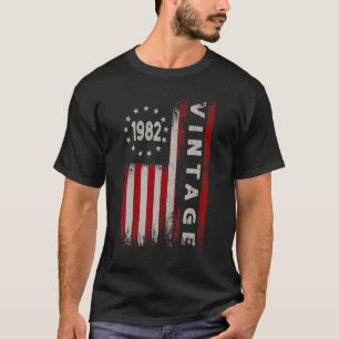 Camiseta 40 anos Vintage 1982 American Flag 40th Birth