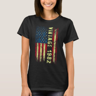 Camiseta 40 anos Vintage 1982 American Flag 40th Birth