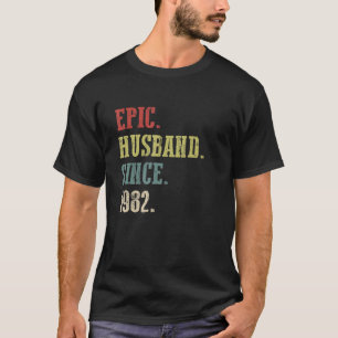 Camiseta 40 Casamento Aniversário De Seu Marido Epic Desde