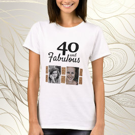 Camiseta 40 e Fabuloso aniversário de 40 anos de Glitter do