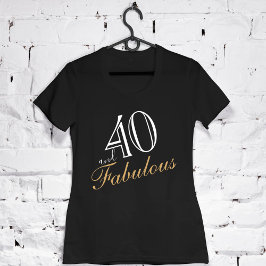 Camiseta 40 e Fabuloso White Script Elegante Aniversário