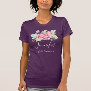 Camiseta 40 & Fabuloso Buquê cor-de-água rosa