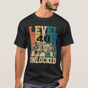 Camiseta 40 Jogador de Jogos Birthday Gamer 40 Anos Nível 4